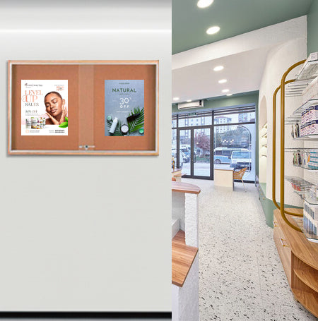 Sliding Glass Doors Indoor 48x36 Enclosed Bulletin Boards (Wood Framed)