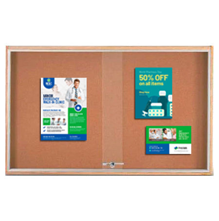 Sliding Glass Doors Indoor 50x40 Enclosed Bulletin Boards (Wood Framed)