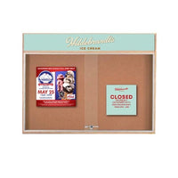 60x40 Indoor Enclosed Wood Enclosed Bulletin Boards with Sliding Glass Doors Header + LED Lights