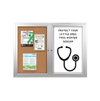 Enclosed 2-Door INDOOR Combo Board 60x40 | Cork Bulletin Board & Dry Erase Marker Board