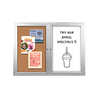 Enclosed 2-Door INDOOR Combo Board 72x24 | Cork Bulletin Board & Dry Erase Marker Board