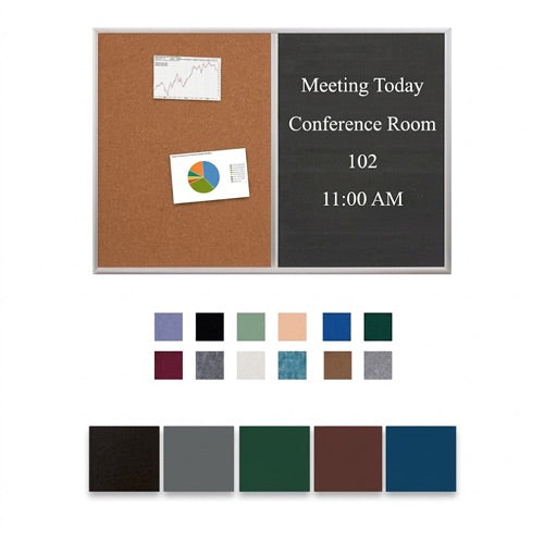 Combo Board 48x48 Metal Framed Cork Bulletin Letter Board (Open Face with Silver Trim)