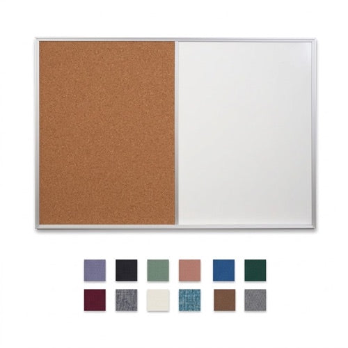 Value Line Combo Board 40x50 Metal Framed Cork Bulletin Marker Board (Open Face with Silver Trim)