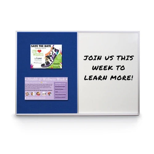 Value Line Magnetic Combo Board 14x14 Metal Framed Cork Bulletin Marker Board (Open Face with Silver Trim)