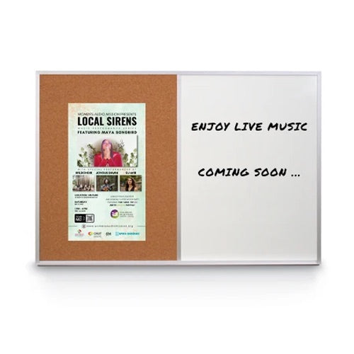 Value Line Magnetic Combo Board 18x36 Metal Framed Cork Bulletin Marker Board (Open Face with Silver Trim)