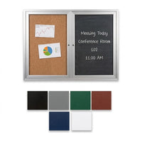 Enclosed 2-Door Outdoor Combo Board 60x24 | Cork Bulletin Board & Vinyl Letter Board