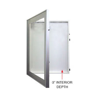SwingFrame Designer Metal Framed Interior Lighted Shadow Box 3" Deep Interior Cabinet 12 Sizes