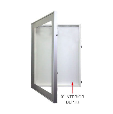 SwingFrame Designer Metal Framed Interior Lighted Shadow Box 3" Deep Interior Cabinet 12 Sizes