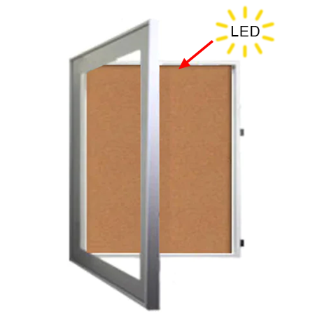 36x48 SwingFrame Designer Metal Framed Lighted Cork Board Display Case 3" Deep