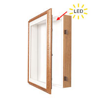 SwingFrame Designer Oak Wood Wall Lighted Display Case 3" Deep