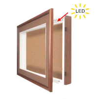 SwingFrame Designer Lighted Wood Frame 3 Inches Deep Shadow Box Display Case | Cork Board 10+ Sizes