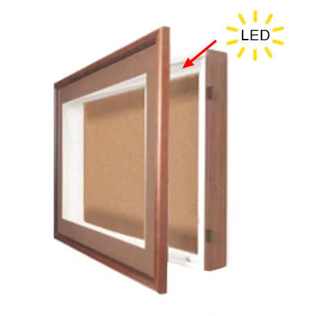 SwingFrame Designer Lighted Wood Frame 3 Inches Deep Shadow Box Display Case | Cork Board 10+ Sizes