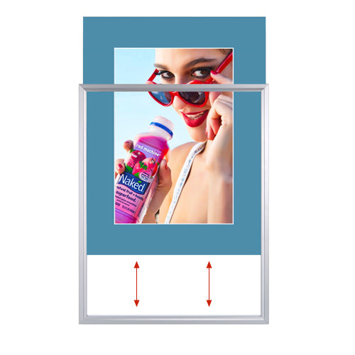 TOP LOADER SIGN FRAME 18" x 24" WITH 4" WIDE MAT BOARD (SHOWN IN SILVER WITH BISCAY BLUE MAT BOARD)