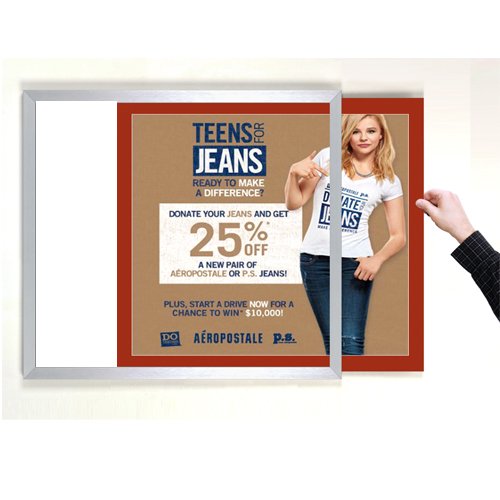 SIDE LOADER SIGN FRAME 13" x 19" WITH 1" WIDE MAT BOARD (SHOWN IN SILVER WITH CHAPS MATBOARD)