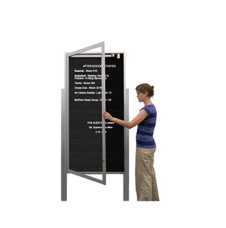 Extra Large Outdoor Enclosed Letter Boards with Leg Posts | Single Door Locking Message Board 15+ Sizes