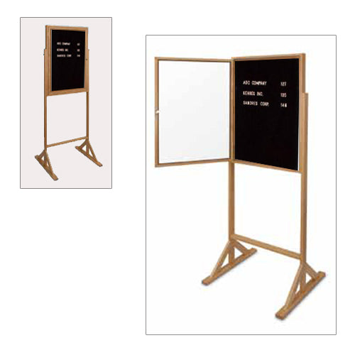 ENCLOSED & LOCKABLE DOUBLE PEDESTAL 30 x 36 LETTER BOARD (OAK WOOD)