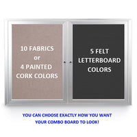 INDOOR ENCLOSED COMBO BOARD 48" x 48" LETTER BOARD CORK BULLETIN BOARD