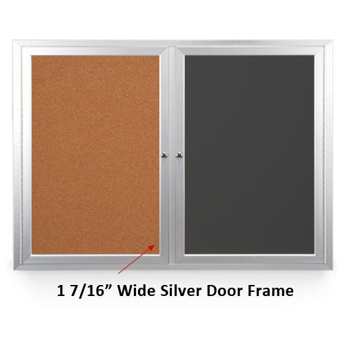 60x24 DRY ERASE / CORK COMBINATION HAS MITERED (SQUARE) CORNERS