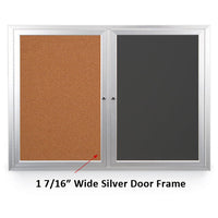 96x30 DRY ERASE / CORK COMBINATION HAS MITERED (SQUARE) CORNERS