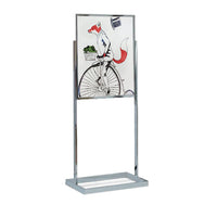 22 x 28 Dry Erase White Board Pedestal Sign Holder with Open Face Board, Double-Sided, Silver Chrome Aluminum Floor Stand