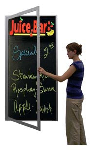SwingCase Extra Large Indoor Enclosed Dry Erase Black Marker Board | Black Board Magnetic Porcelain on Steel Writing Surface