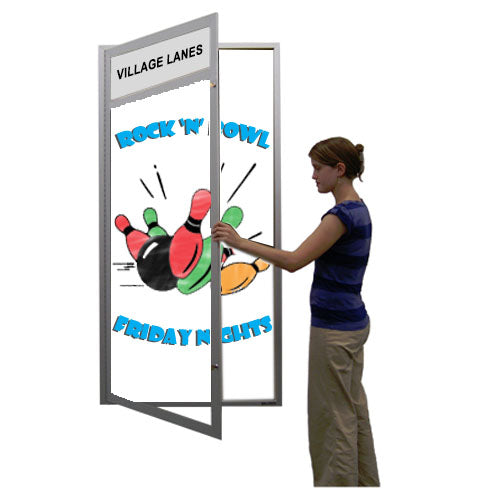 Indoor Extra Large Enclosed White Board Dry Erase Marker Board with Personalized Message Header | Magnetic Porcelain on Steel Writing Surface