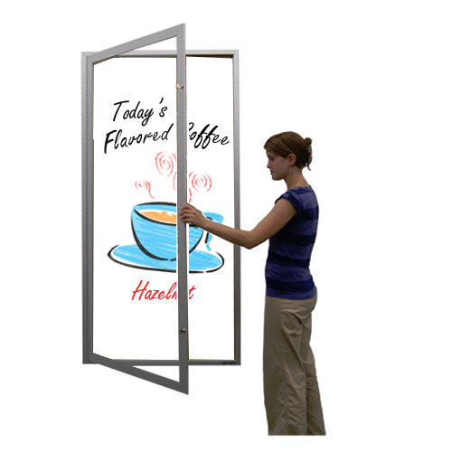 SwingCase Extra Large Indoor Enclosed Dry Erase White Marker Board LED Lighted