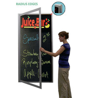 XL Indoor Enclosed Dry Erase Markerboard with Radius Edge - Black Porcelain Steel