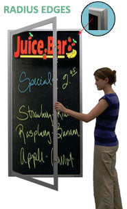 Extra Large Indoor Dry Erase Marker Board with Radius Edge Swing Cases (Black Board)