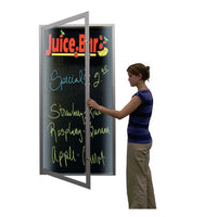 SwingCase Extra Large Indoor Enclosed Dry Erase Black Marker Board LED Lighted