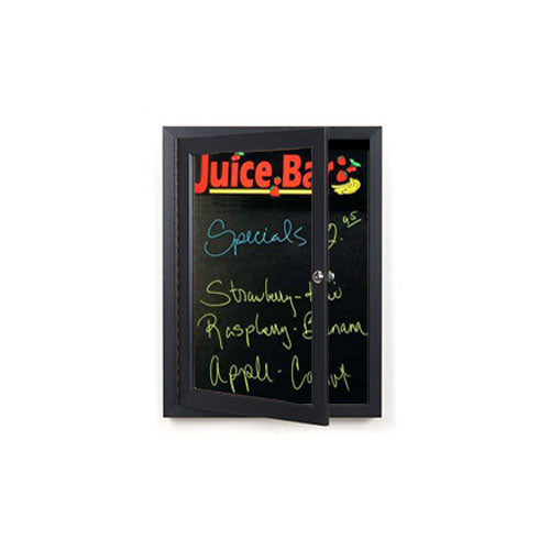 SwingCase Extra Large Indoor Enclosed Dry Erase Marker Board LED Lighted | Black Board Porcelain on Steel Writing Surface