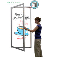 Extra Large Outdoor Enclosed Dry Erase Markerboard with Radius Edge - White Porcelain Steel