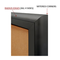 2-DOOR BULLETIN BOARD 42x32 HAS RADIUS EDGES WITH MITERED CORNERS (SHOWN IN BLACK)