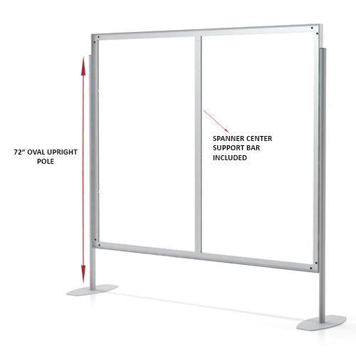 Two Oval Designed Uprights 72" High elevates SEG Frame for Display. (NOT SHOWN TO SCALE see SIZE CHART SPECS)
