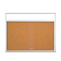 ENCLOSED BULLETIN CORK BOARD (RADIUS EDGE) WITH SLIDING DOORS & PERSONALIZED HEADER