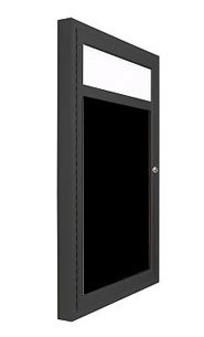 Indoor Dry Erase Marker Board SwingCases with Message Header | Melamine Black Board Surface