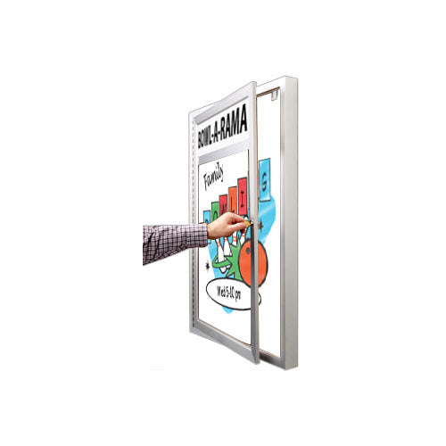 SwingCase Indoor Wall Mount Enclosed Illuminated Dry Erase White Marker Board with Free Personalized Message Header Text 