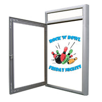 Wall Mount Indoor Enclosed Indoor Dry Erase White Marker Board with Radius Edge Display Case Corners and Personalized Message Header