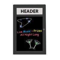 Indoor Enclosed Dry Erase Markerboard with Radius Edge and Header - Black Porcelain Steel
