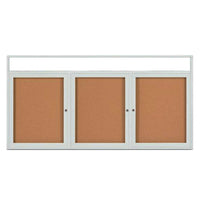 Enclosed Indoor Enclosed Bulletin Boards 72 x 24 w Message Header + Radius Edge 3 DOOR