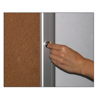 FRONT LOCKABLE 84" x 48" CORK BOARD CABINET (EACH DOOR SECURELY LOCKS)