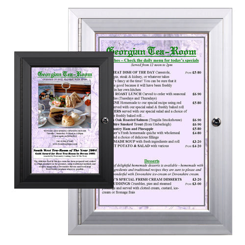 MENU CASE SHOWN: 11 x 17 SINGLE MENU | AVAILABLE IN SILVER, BLACK, DARK BRONZE & GOLD