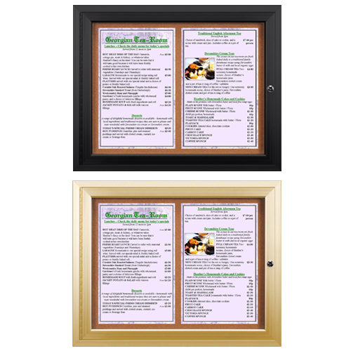 MENU CASE SHOWN: 11 x 17 MENUS (2) ACROSS | AVAILABLE IN SILVER, BLACK, DARK BRONZE & GOLD
