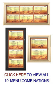 Indoor Enclosed Menu Cases with Lights for 8 1/2" x 14" Landscape Menu Sizes