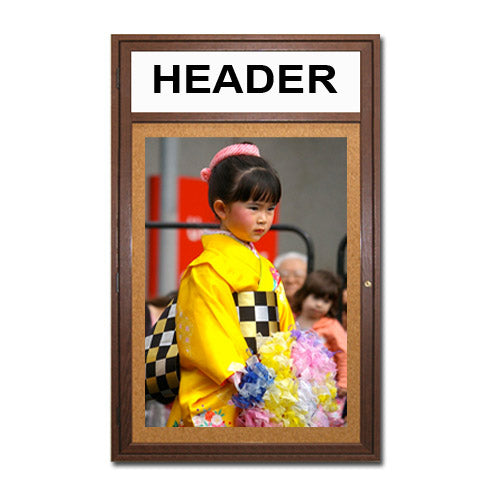 Indoor Wood Bulletin Boards Enclosed with Message Header