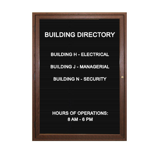 Indoor Enclosed Wood Framed Letter Board Display Cases, Lockable with in 3 Hardwood Finishes + 12 Sizes