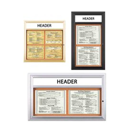 Indoor Enclosed Menu Cases with Header & Lights for 11" x 14" Landscape Menu Sizes