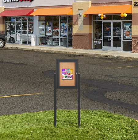 SwingCase Standing 85x11 Outdoor Bulletin Board Enclosed with 2 Posts (One Door)