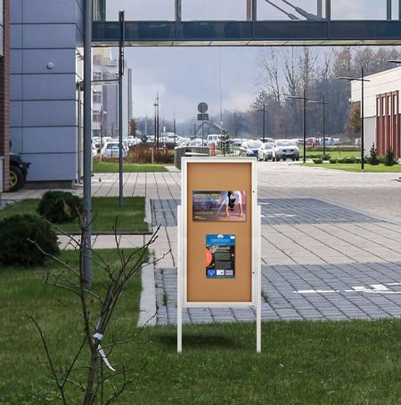 Swing Case 40x60 Extra Large Outdoor Enclosed Bulletin Board w Leg Posts (Single) Door
