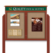 40" x 50" 2-Door Cork Board Message Center with Header and Posts (Image Not to Scale)